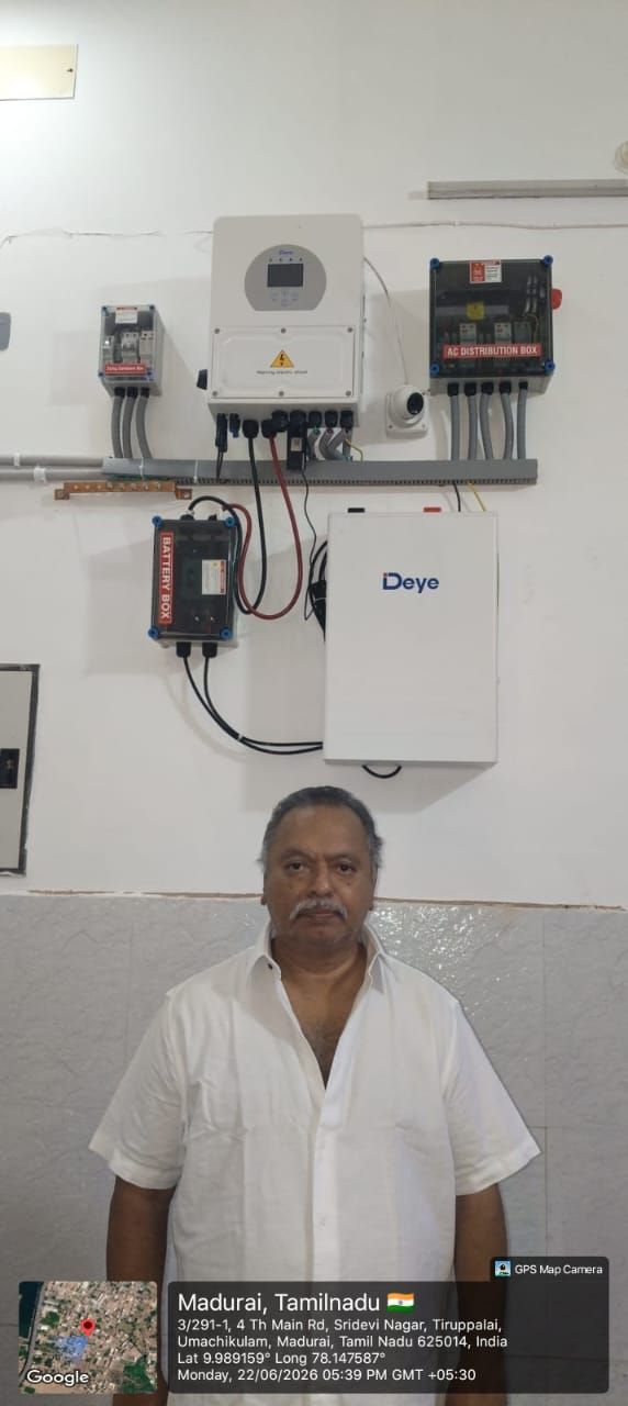 5 kW Deye Hybrid Solar with Lithium Battery — Madurai (Sridevi Nagar, Tiruppalai) — photo 2